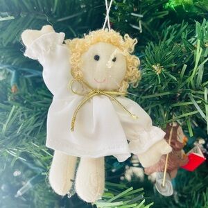 Holiday Time White and Gold Angel Ornament